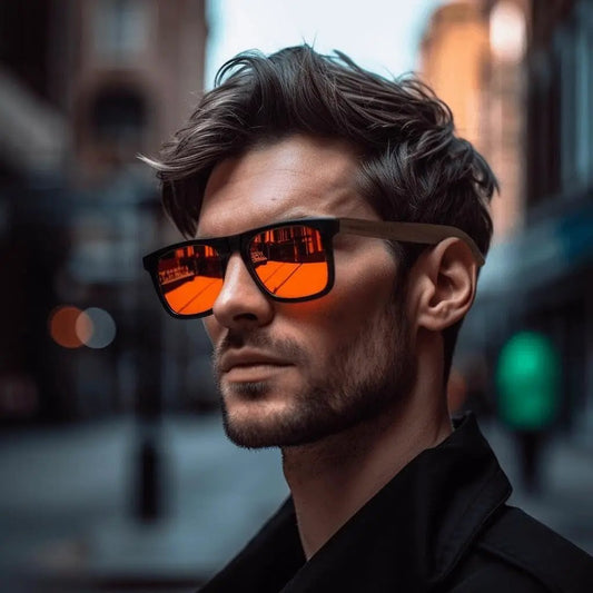 Sunglasses Retro Wood Polarized with matte frame orange mirrored lenses Elevate Marketplace on Tampa Home & Garden Store