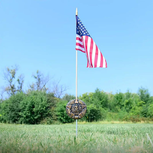 Revolutionary War Veteran Grave Marker & Flag Holder with Aluminum Ground Spike | Made in USA - Tampa Home & Garden Store