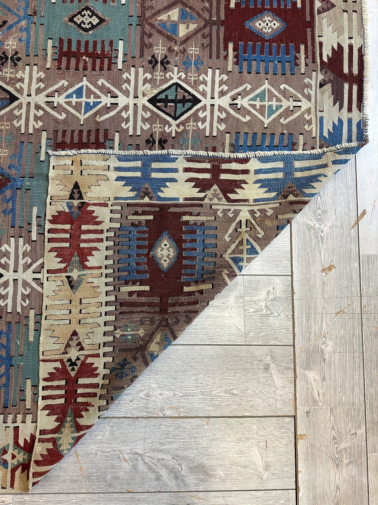 Reyhanli Anatolian 19th C Antique One Of A Kind Kilim Rug 5’ x 8’3” - Tampa Home & Garden Store