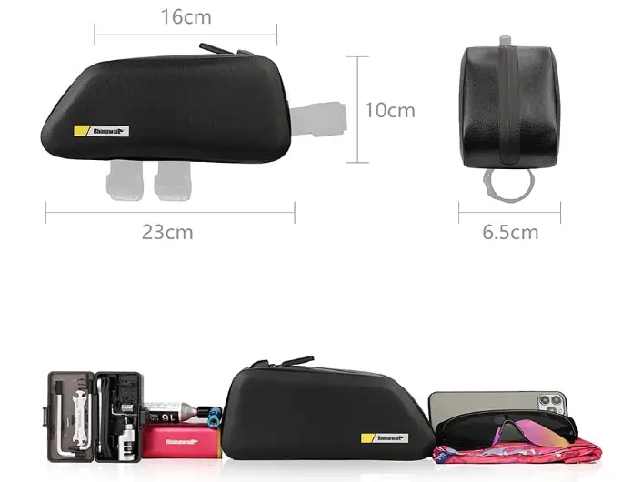 Rhinowalk 1.3L waterproof top tube bag K32 black with small accessory pouch on Tampa Home & Garden Store