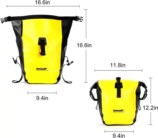 Rhinowalk waterproof bike pannier bag 20L yellow with black panels for bicycle rack on Tampa Home & Garden Store