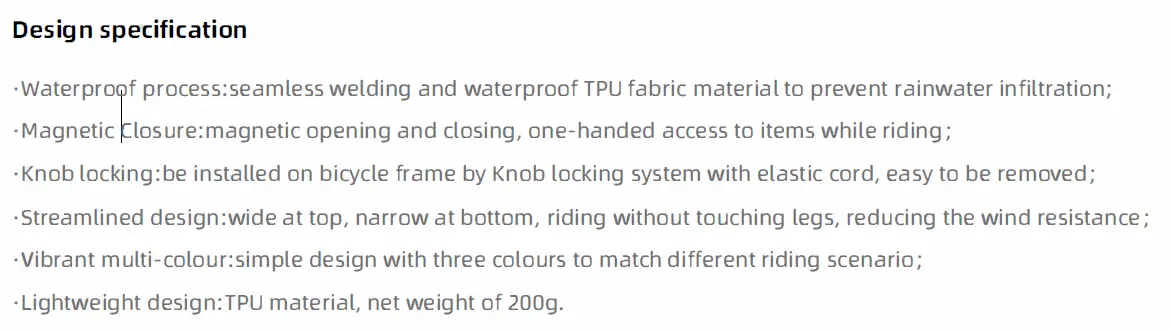 Rhinowalk Waterproof Magnetic Top Tube Bag 2L bicycle bag with magnetic closure on Tampa Home & Garden Store