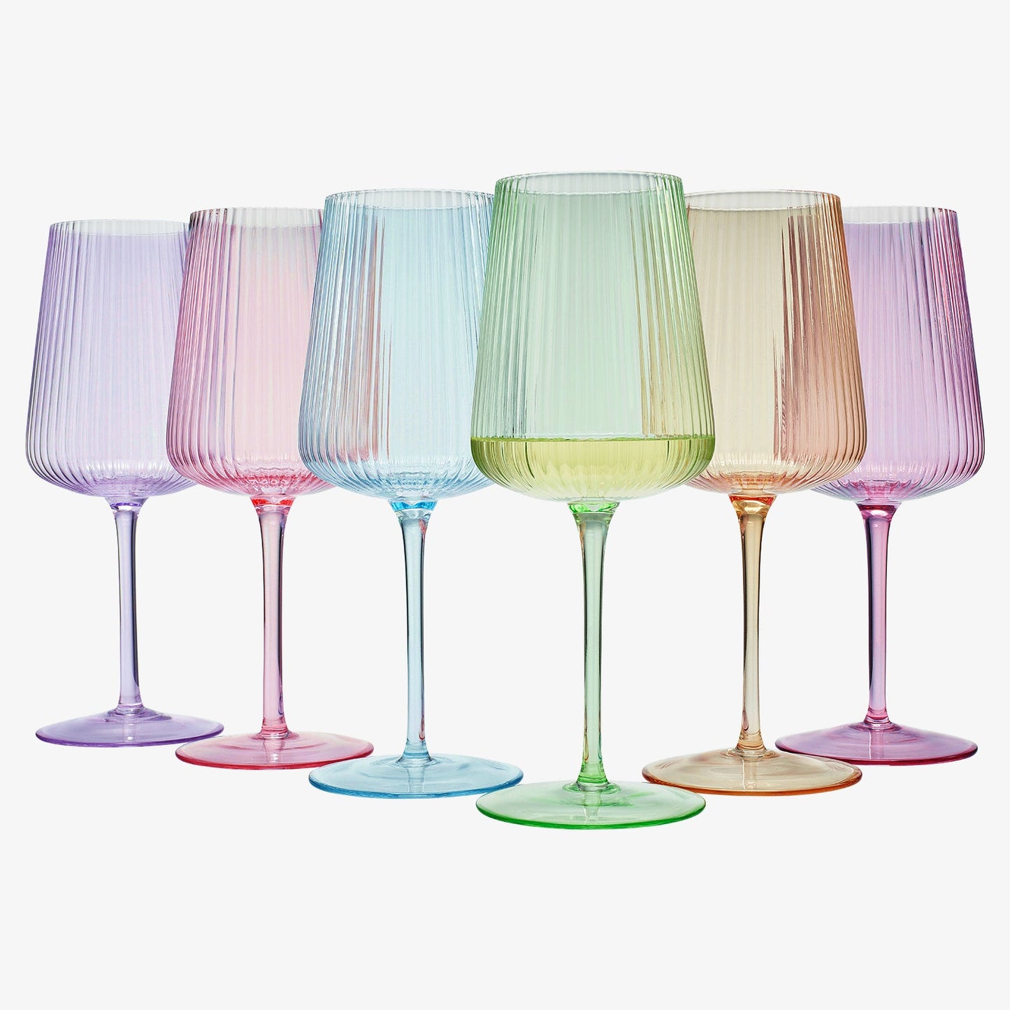 Monet Ribbed Stemmed Wine Glasses Set of Six