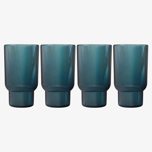 Eze Unbreakable Acrylic Ribbed Highball Set of 4