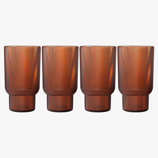 Eze Acrylic Ribbed Highball Glasses Set of Four