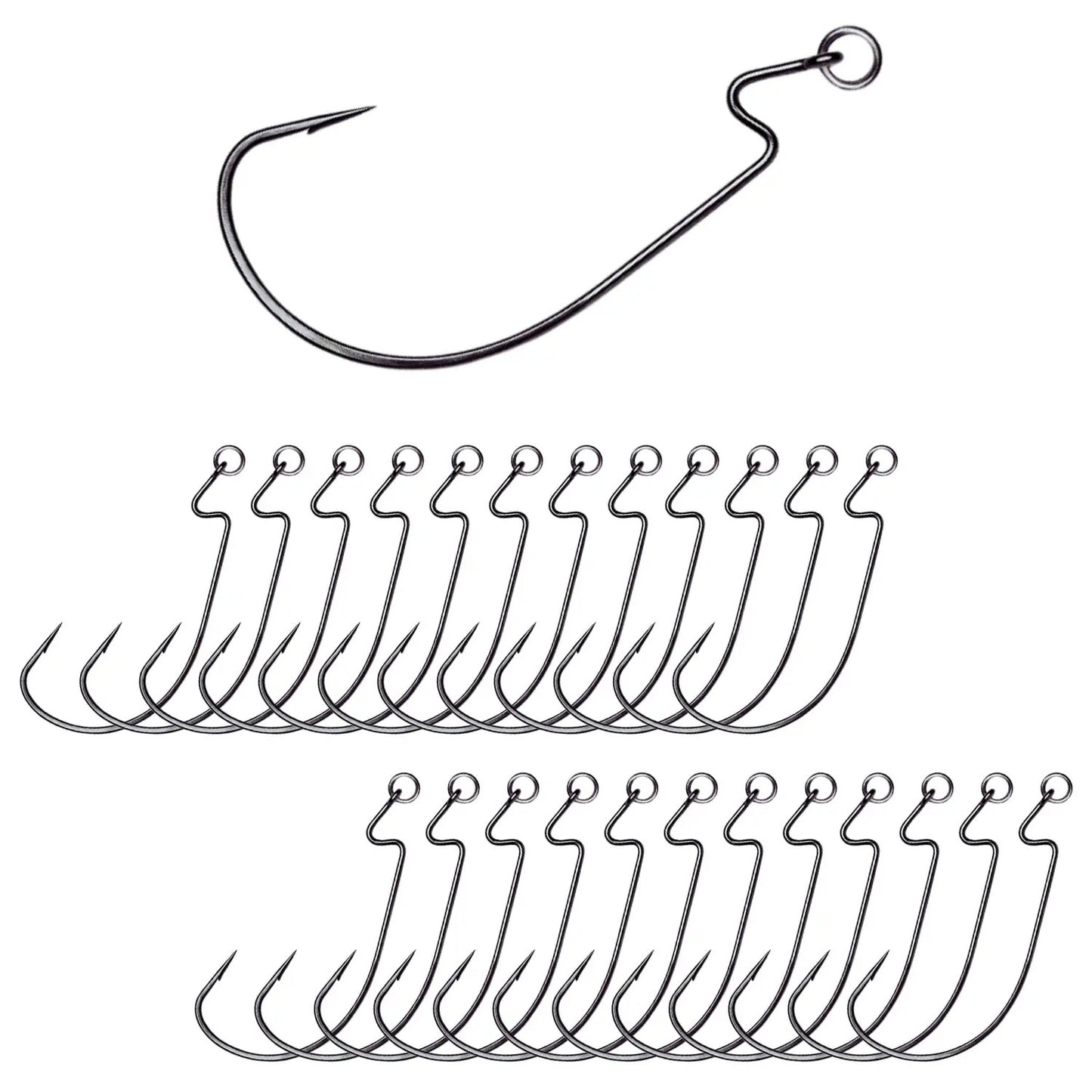 Reaction Tackle Ringed EWG Hooks Wide Gap 25 pack, stainless fishing hooks with rings on Tampa Home & Garden Store