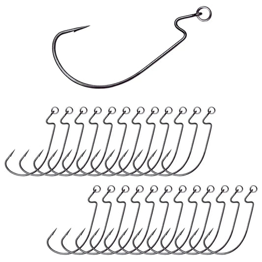 Reaction Tackle Ringed EWG Hooks Wide Gap 25 pack, stainless fishing hooks with rings on Tampa Home & Garden Store