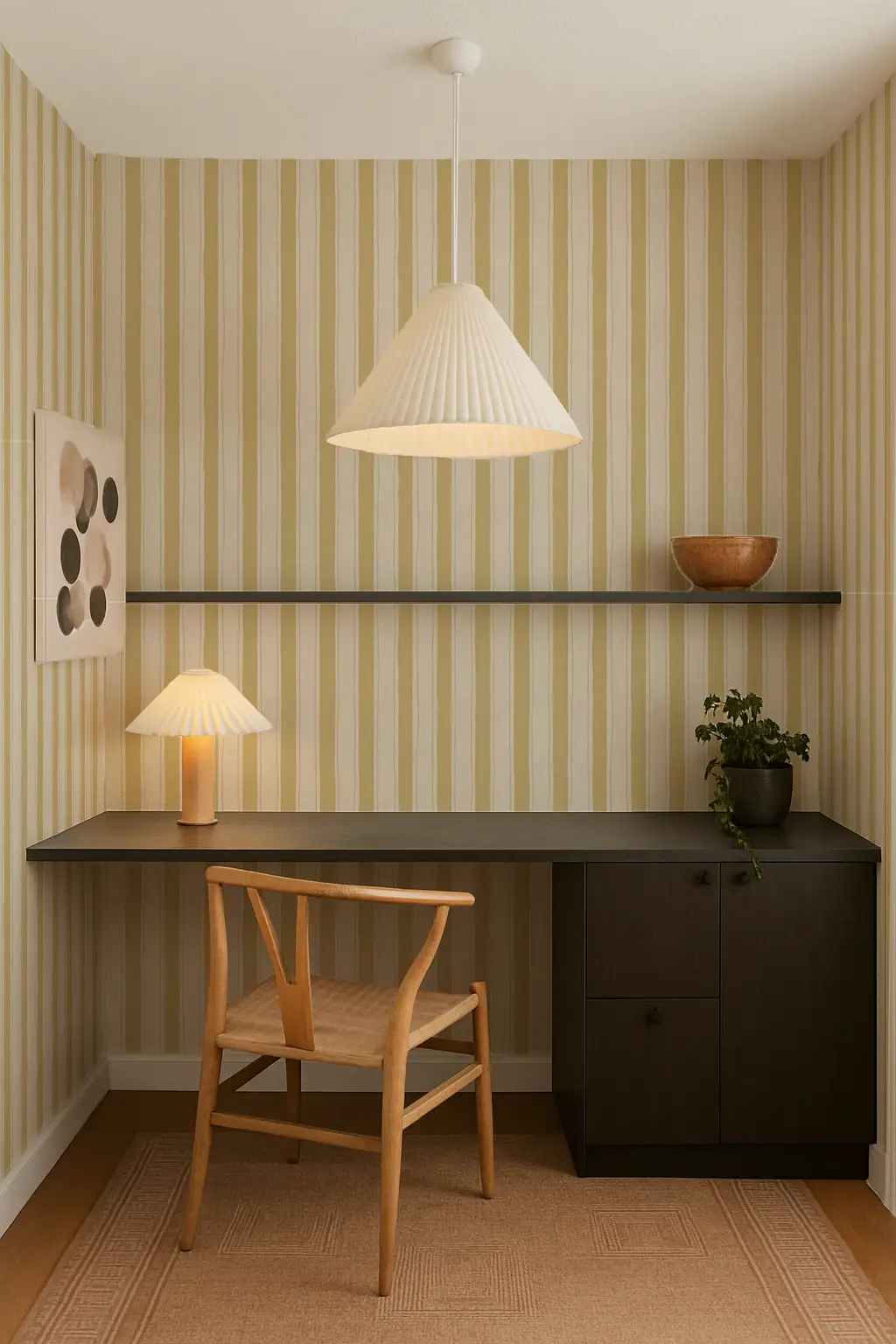 Riviera Stripe Wallpaper off-white and butter-yellow stripes by Samantha Santana Creative on Tampa Home & Garden Store