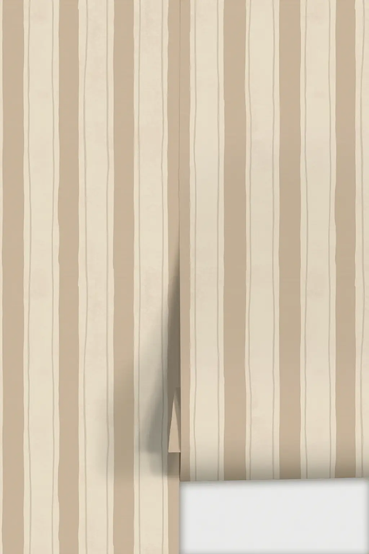 Riviera Stripe Wallpaper off white and tan by Samantha Santana Creative, wallpaper pattern on Tampa Home & Garden Store
