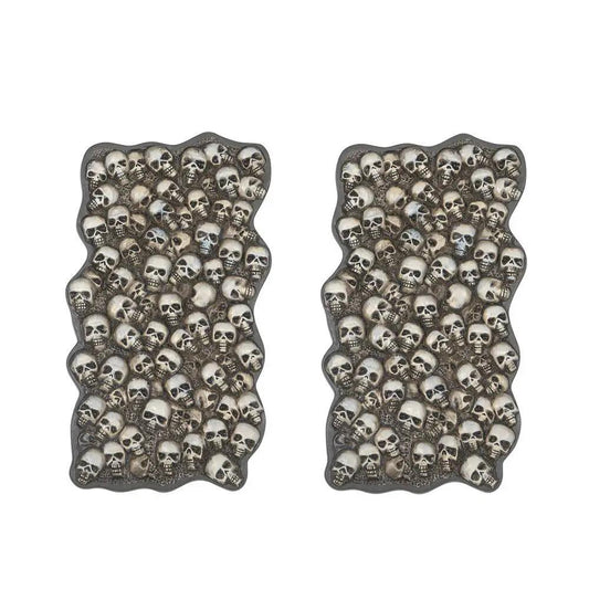 Road Kill Straight Road Sculptures set of 2, skull-patterned panels for Halloween village display on Tampa Home & Garden Store