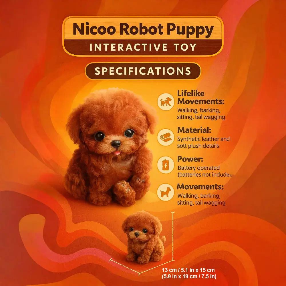 Interactive Puppy Plush Toy with walking and barking, brown fluffy coat on orange packaging on Tampa Home & Garden Store