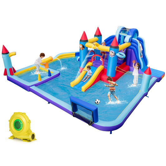 Rocket Theme Inflatable Water Slide Park with 1100W Blower - Tampa Home & Garden Store
