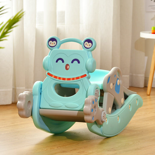 4-in-1 Rocking Horse and Slide Set for Kids-Blue - Tampa Home & Garden Store