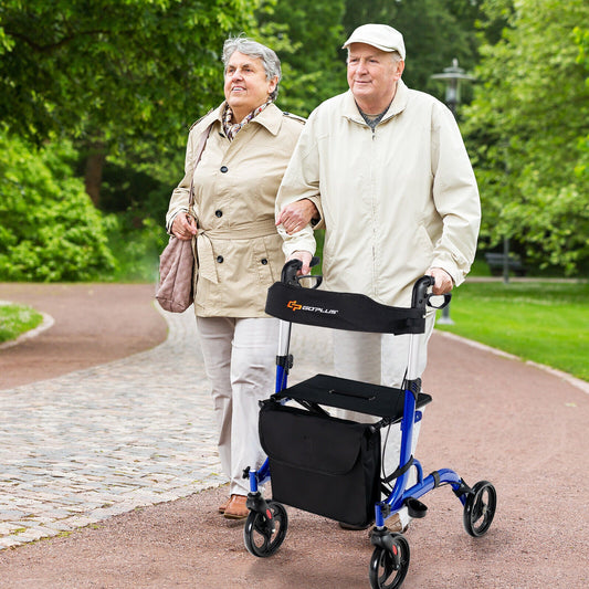 Folding Aluminum Rollator Walker with 8 inch Wheels and Seat - Tampa Home & Garden Store