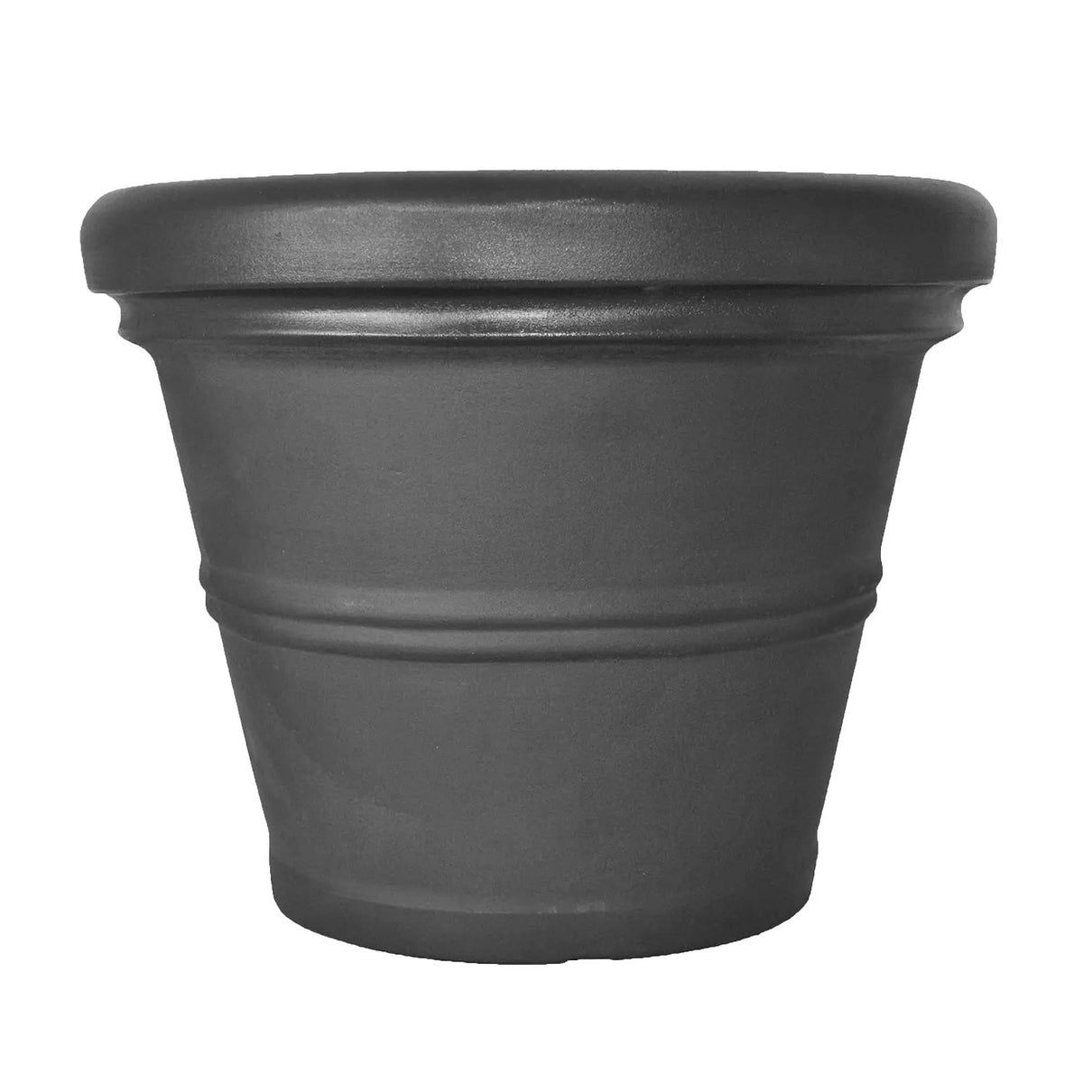 Rolled Rim Planter for Patio, dark gray planter on Tampa Home & Garden Store