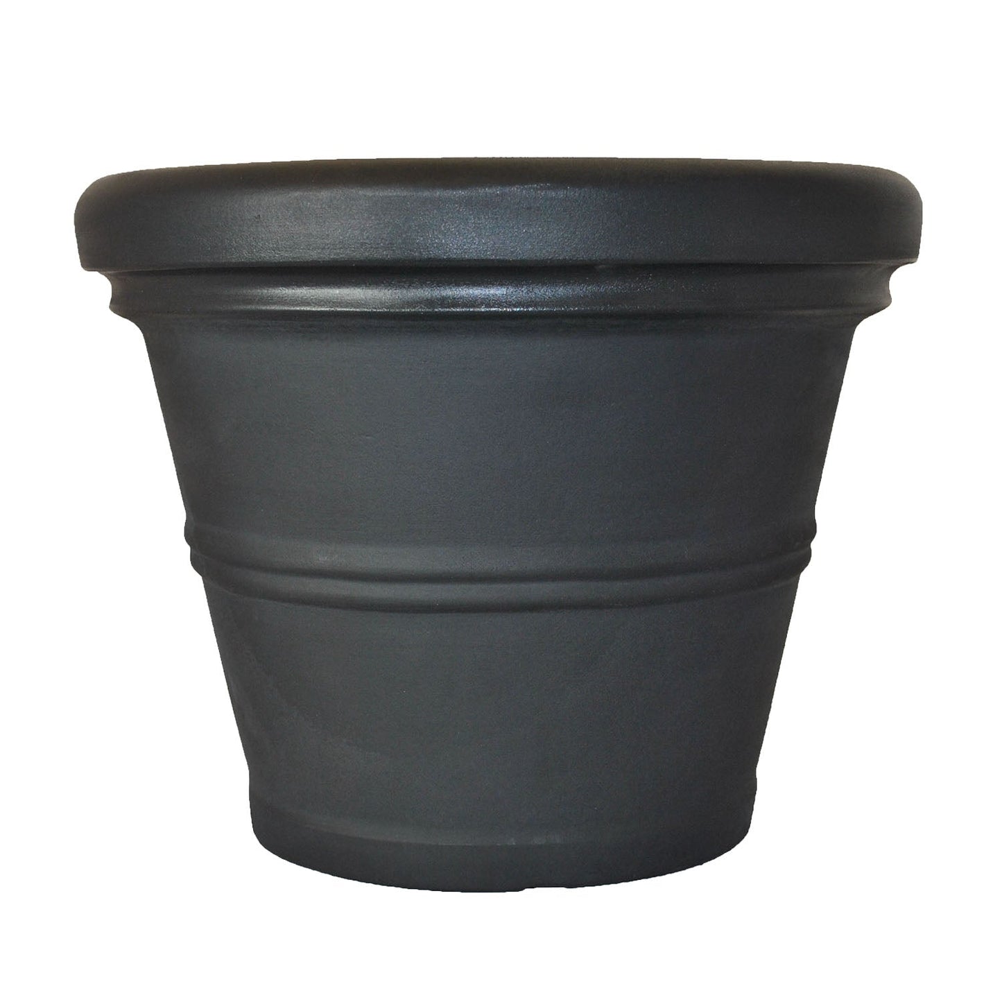 Rolled Rim Planter for Patio and Garden black plastic pot with tapered sides on Tampa Home & Garden Store