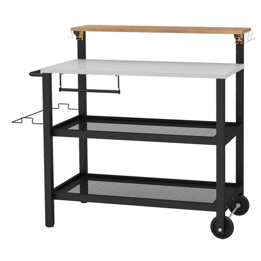 Rolling Bar Cart with Flip-up Table and Hooks for Kitchen - Tampa Home & Garden Store