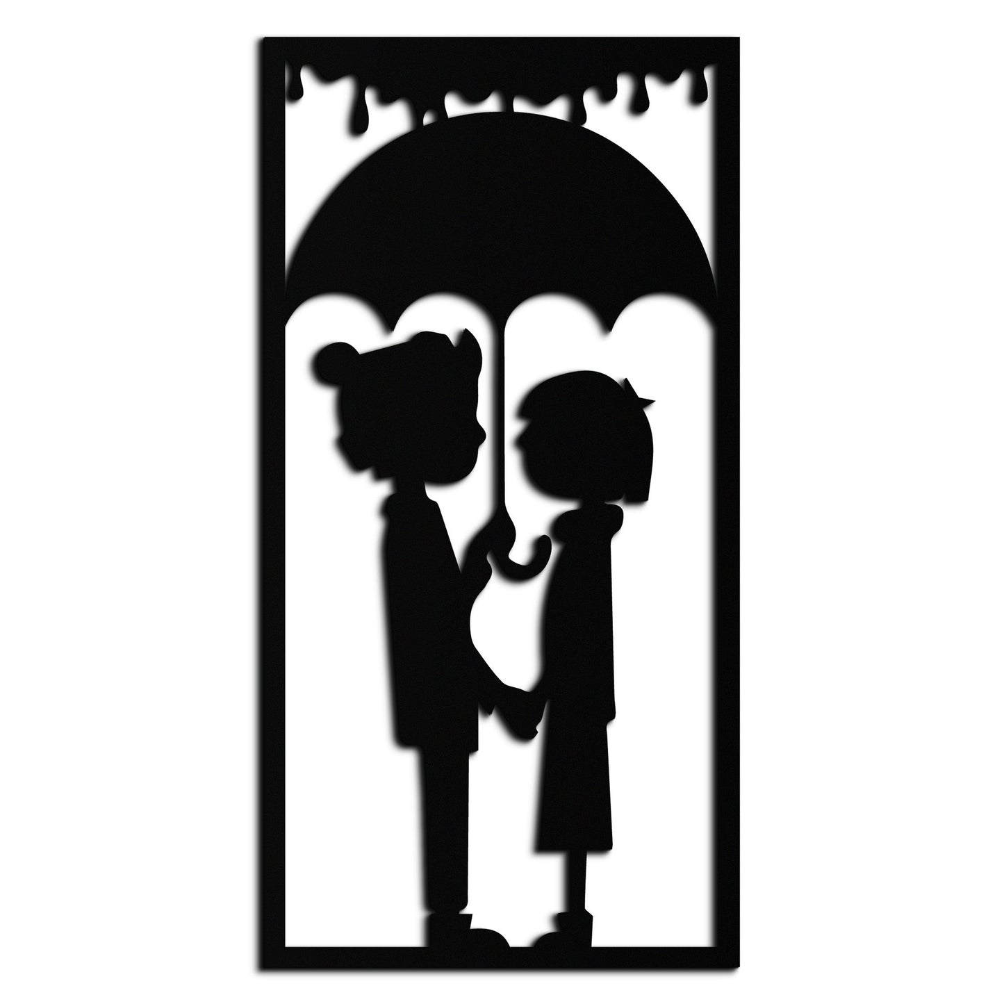 Romantic Couple Under Umbrella Metal Wall Art - Love & Rain-Inspired Decor - KAF199 - Tampa Home & Garden Store