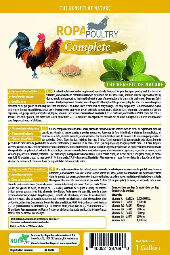 RopaPoultry oregano oil and supplement box with chickens and oregano leaves on yellow background on Tampa Home & Garden Store