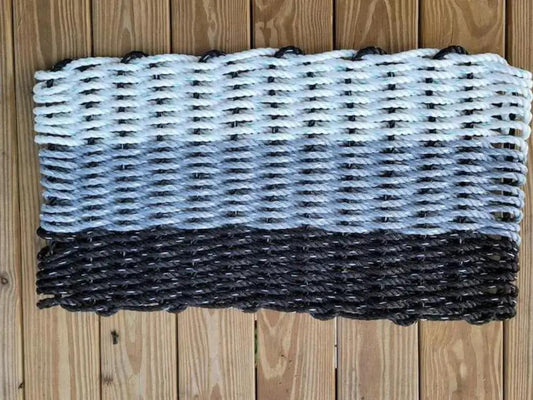 Lobster Rope Mat in black gray white by Little Salty Rope rug on Tampa Home & Garden Store