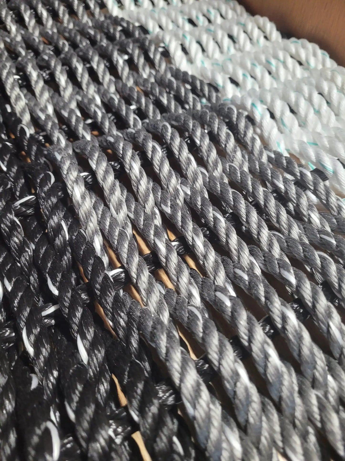 Lobster rope mats in black gray white by Little Salty Rope on Tampa Home & Garden Store