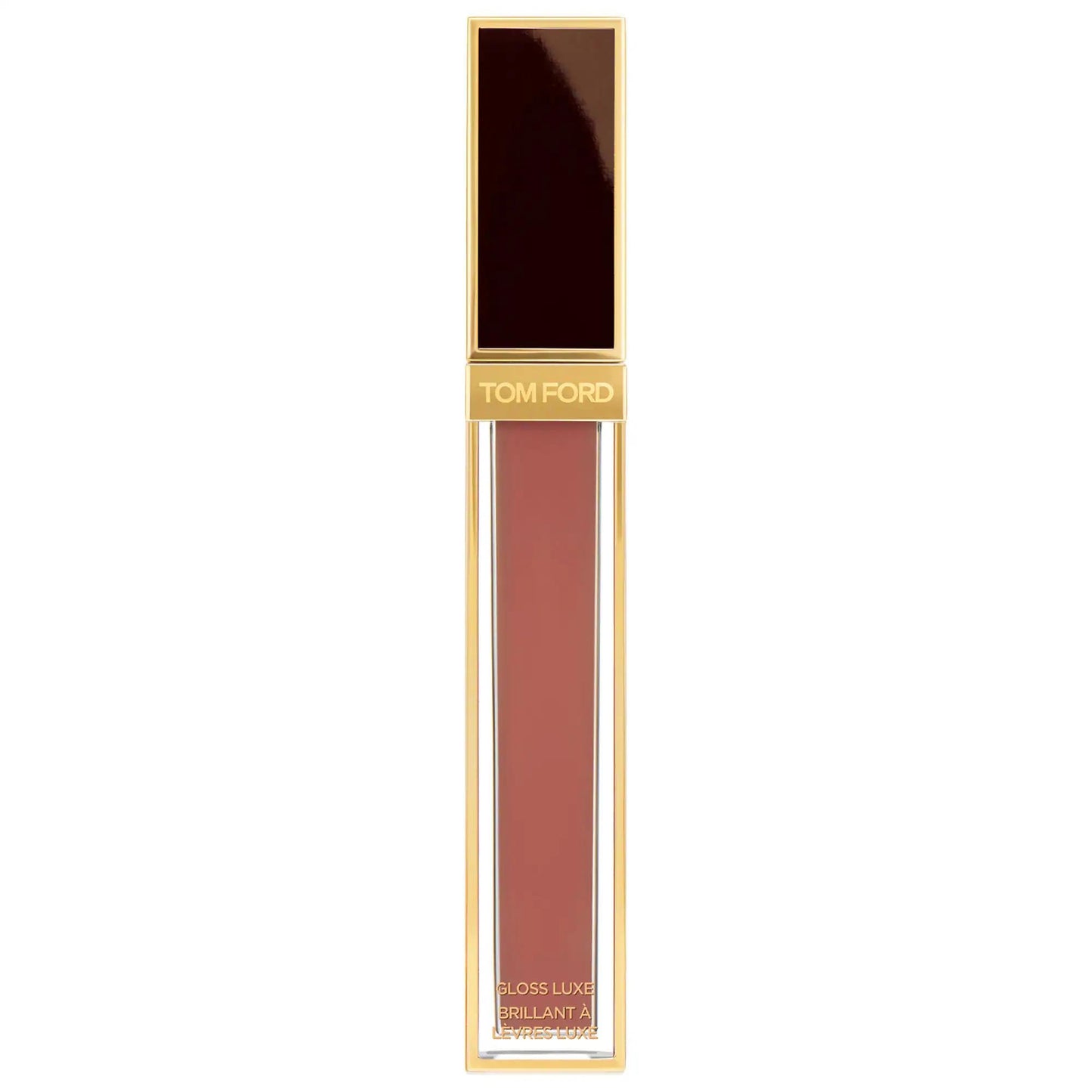 Gloss Luxe Lip Gloss in gold-tone case with Tom Ford logo, nude brown shade on Tampa Home & Garden Store
