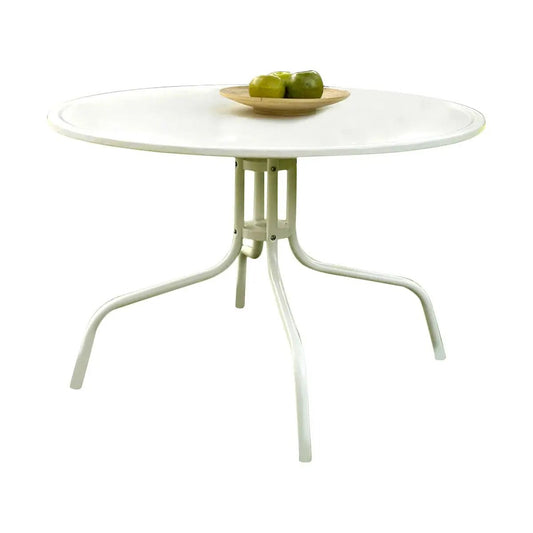 Round Patio Dining Table in White Outdoor UV Resistant Metal - Tampa Home & Garden Store