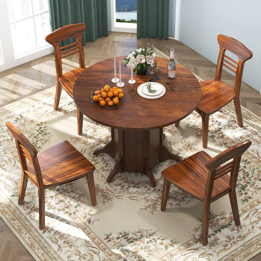 Round Dining Table with Pedestal Base for 4-6 People-Walnut - Tampa Home & Garden Store