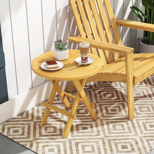 Portable and Compact Outdoor End Table with X-shaped Legs and Slatted Tabletop - Tampa Home & Garden Store