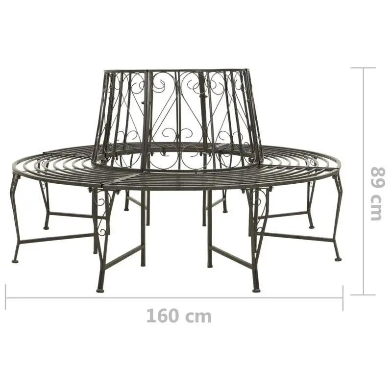 Roundabout Circular Garden Tree Bench Grey Steel by HomePacific with circular iron frame 160 cm dia on Tampa Home & Garden Store