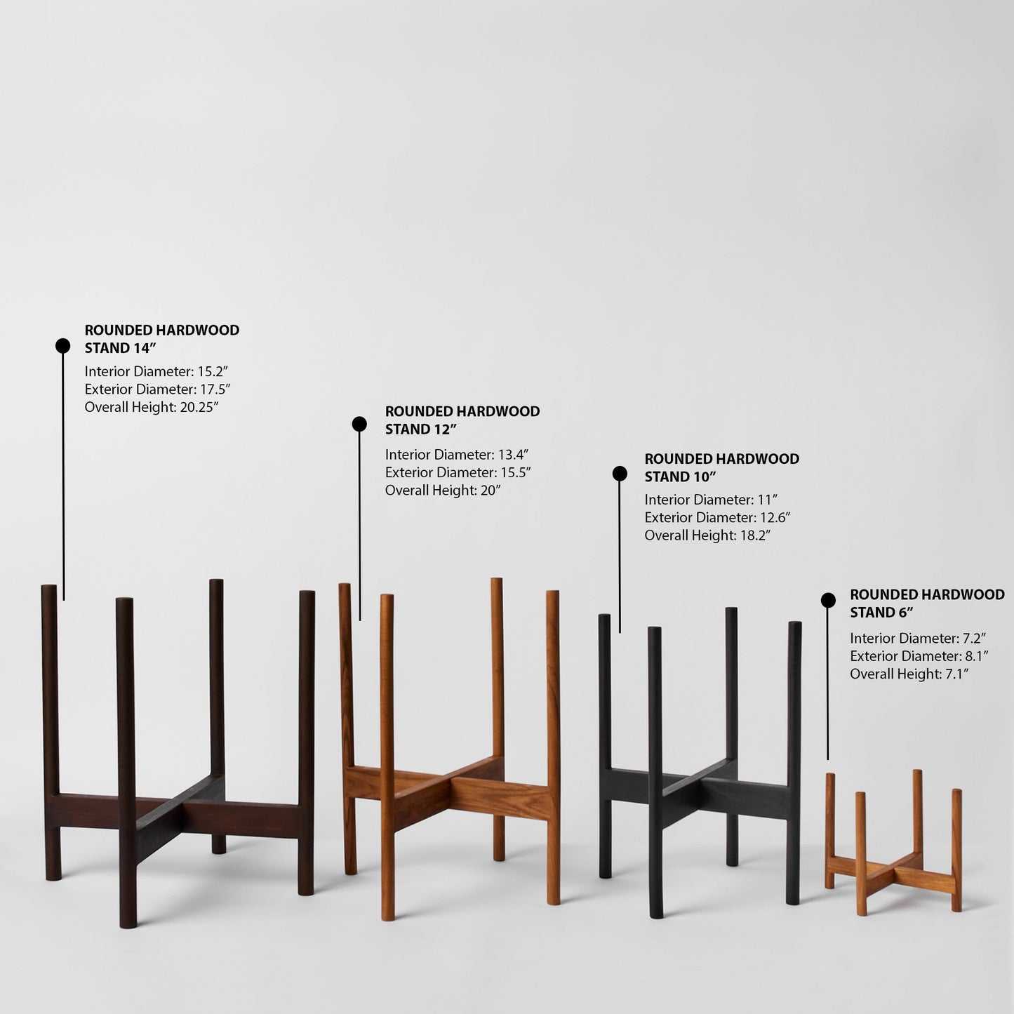 Support à plantes arrondi en bois dur