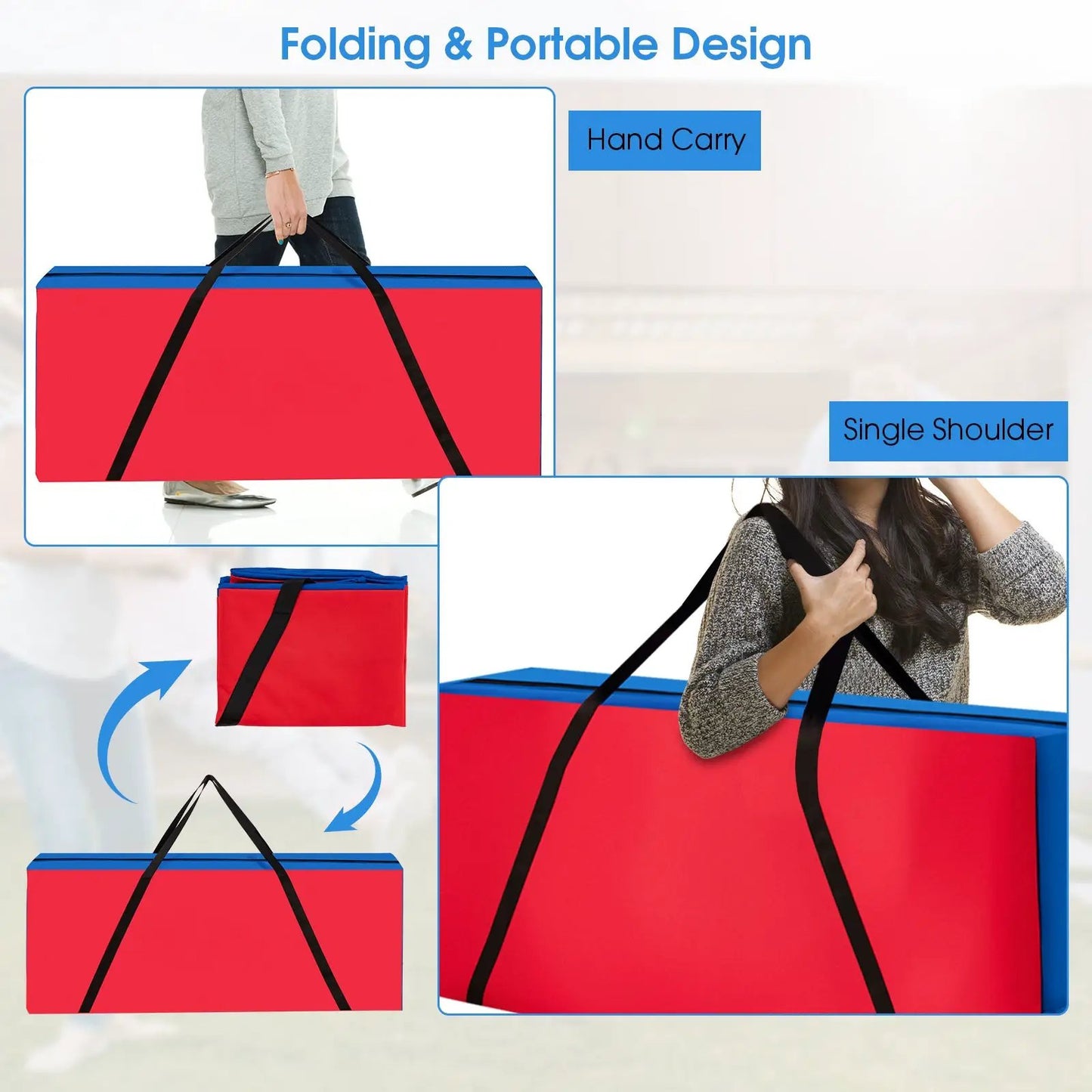Giant 4-in-a-Row storage bag red with blue trim, DirectDeals jumbo game set carry bag on Tampa Home & Garden Store