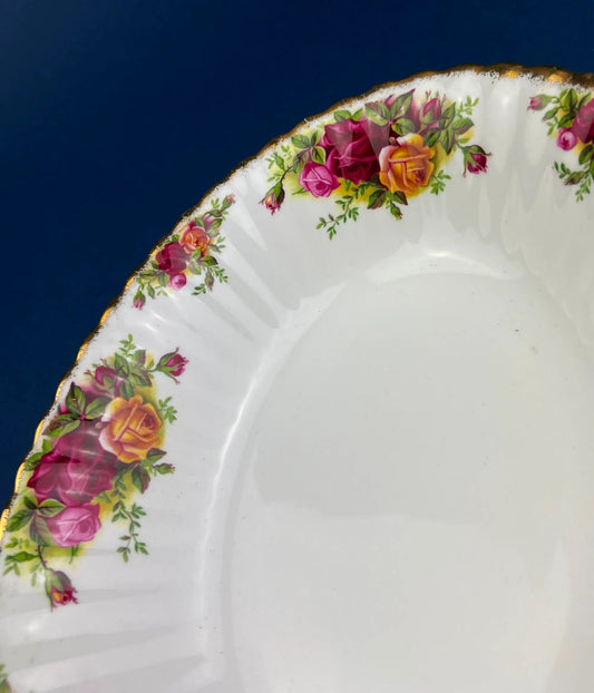 Royal Albert Old Country Roses porcelain serving bowl with gold rim and rose border on Tampa Home & Garden Store