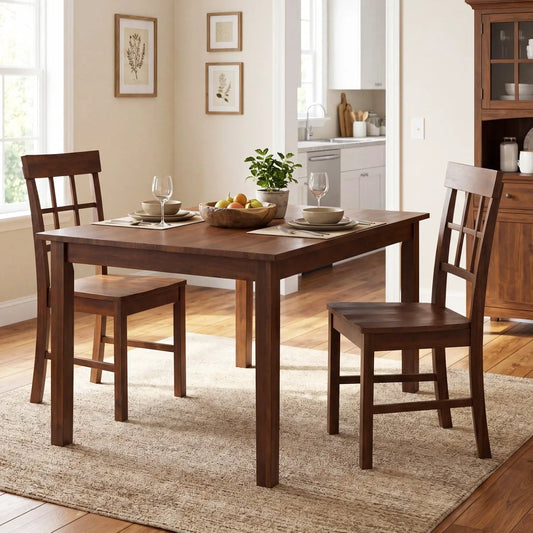 Rubber Wood Dining Chairs Set of 2 with High Back