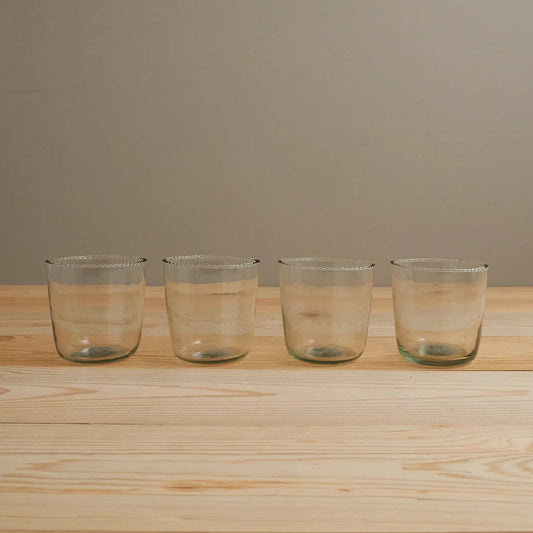 Ruffle Rocks Clear Drinking Glasses set of five tumblers with beaded rims on Tampa Home & Garden Store