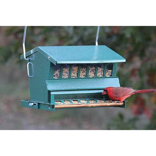 Rugged Green Metal Squirrel-Proof Bird Feeder with Easy-Refill Top - Tampa Home & Garden Store