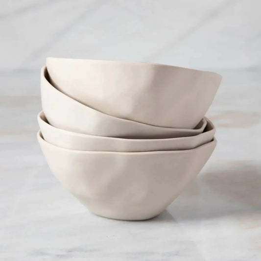 Rugueux Stoneware Dessert Bowl Pearl set of 4 cream bowls on Tampa Home & Garden Store