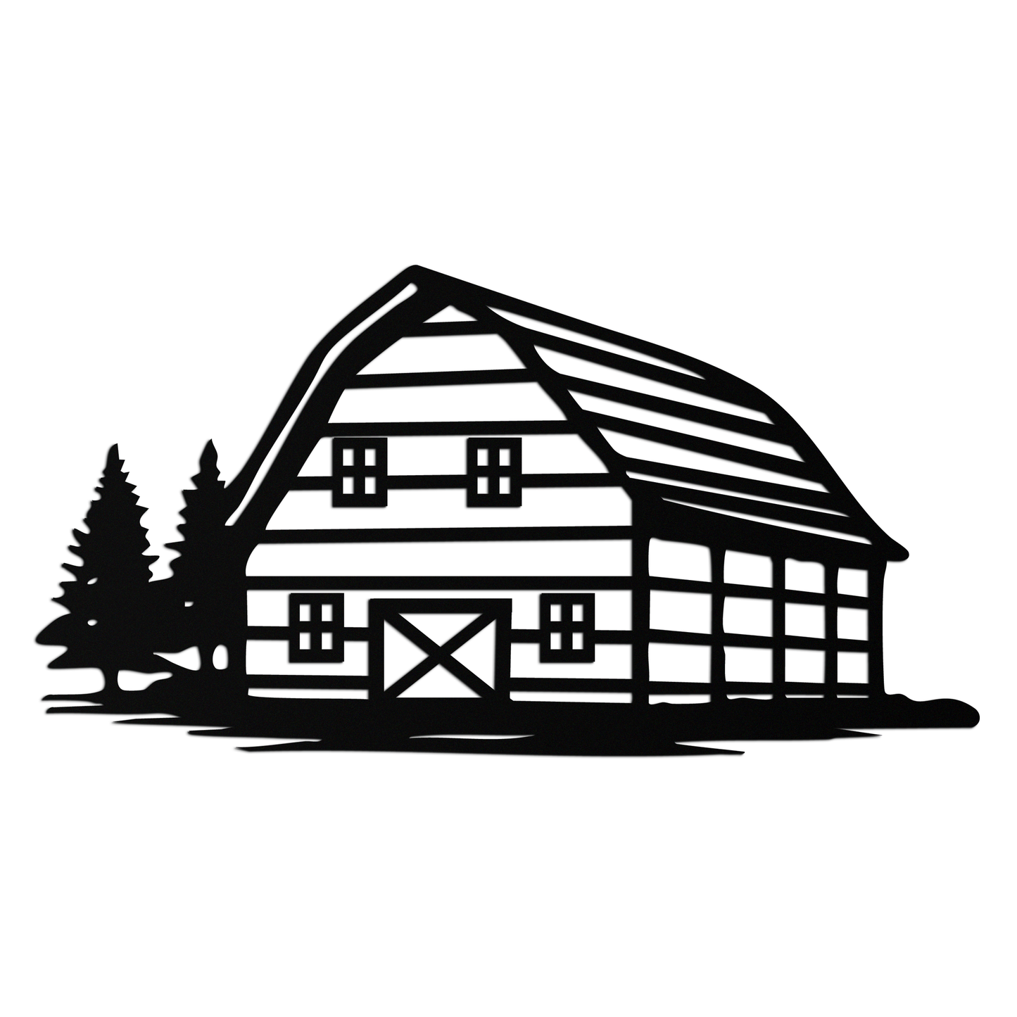 Rustic Barn and Pine Trees Metal Wall Art – Country House Landscape Silhouette Decor- KAF681 - Tampa Home & Garden Store