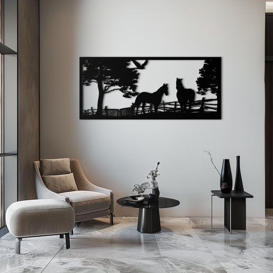 Rustic Horse Farm Metal Wall Art - Steel Wall Decor for Home and Barn - KAF036 - Tampa Home & Garden Store