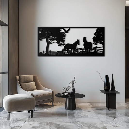 Rustic Horse Farm Metal Wall Art - Steel Wall Decor for Home and Barn - KAF036 - Tampa Home & Garden Store