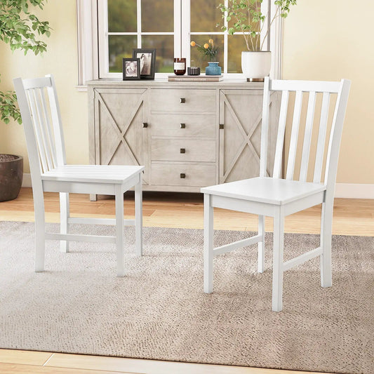 Rustic dining chairs set of 2 with slat tilt-backrests in white painted wood on Tampa Home & Garden Store