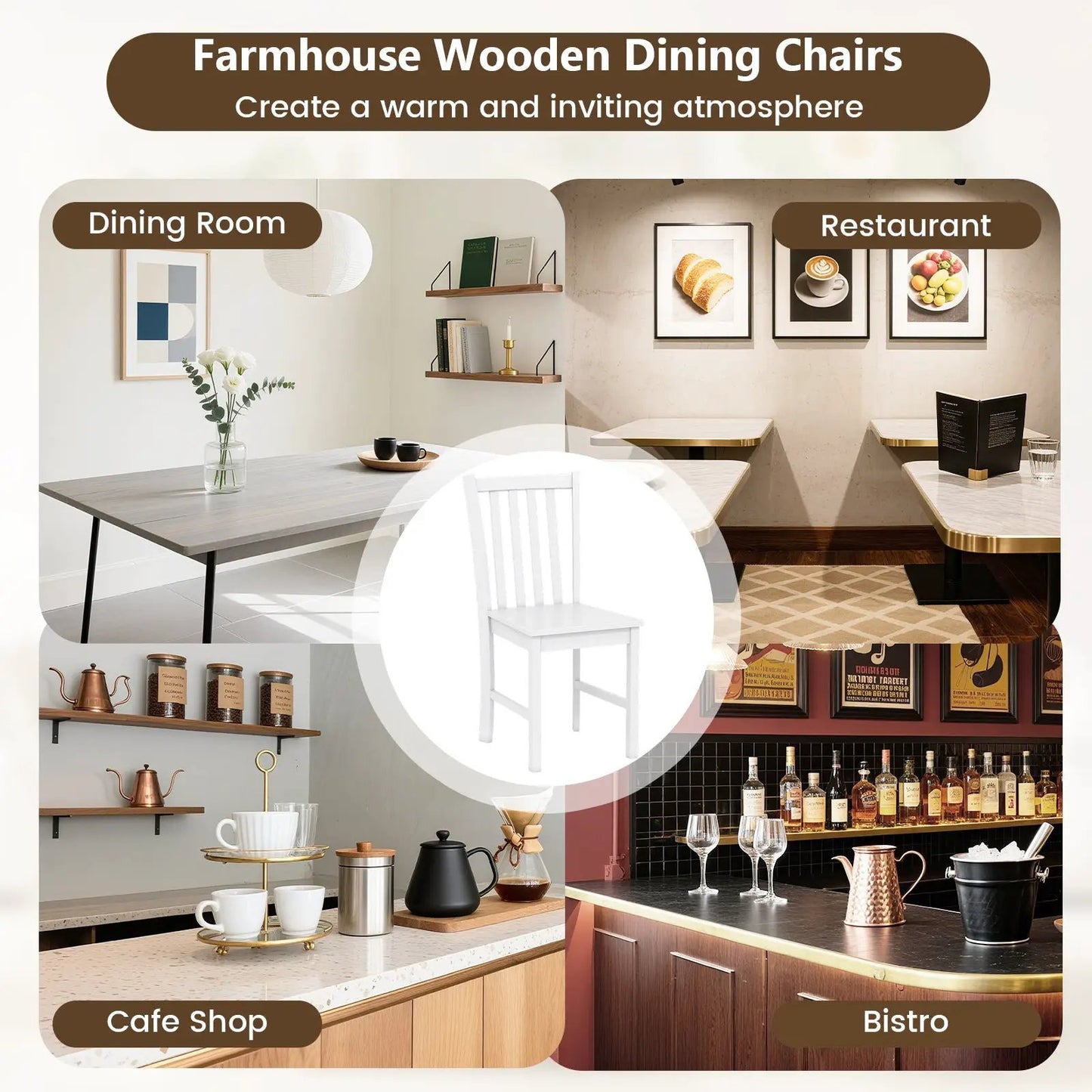Rustic Dining Chairs Set of 2, wooden with slat tilt-backrests DirectDeals on Tampa Home & Garden Store