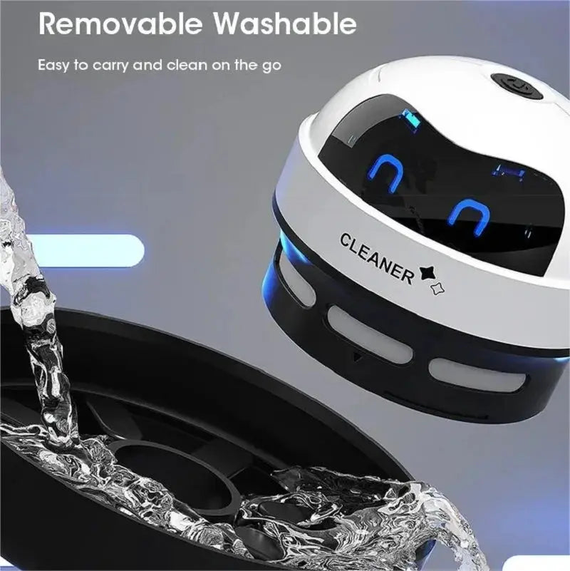 USB Mini Desk Vacuum Cleaner Handheld Sweeper white and black with blue LED accents on Tampa Home & Garden Store