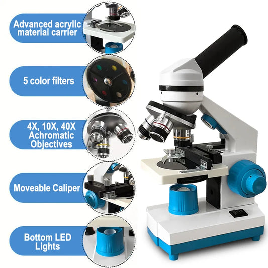 Student Microscope Dual LED with Moving Slide Stage for School Home Lab - Tampa Home & Garden Store