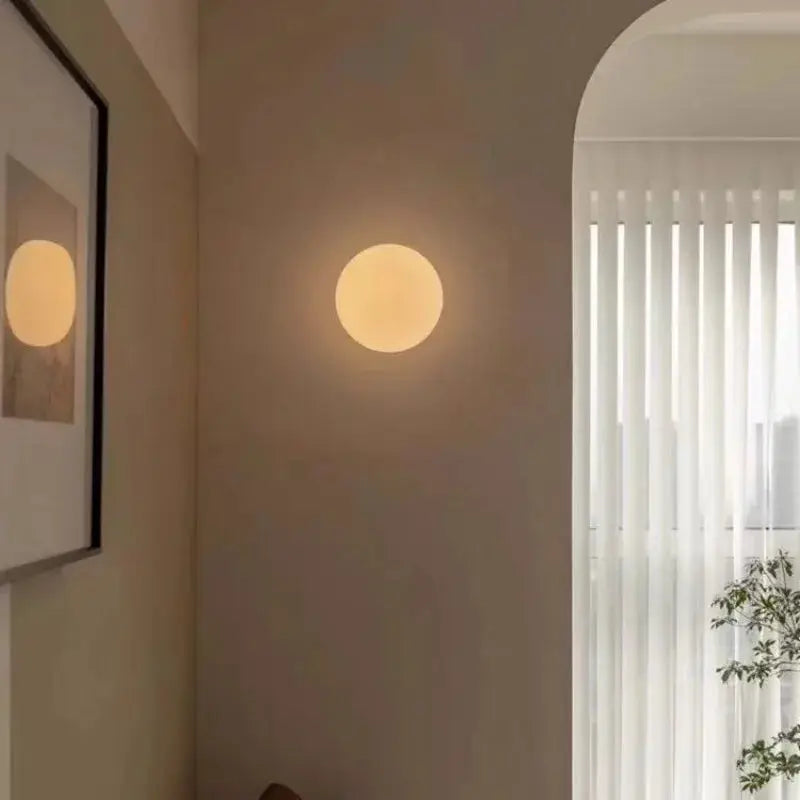 Glass Ball Wall Sconce LED wall light Moktan Sabai warm glow round glass shade on Tampa Home & Garden Store