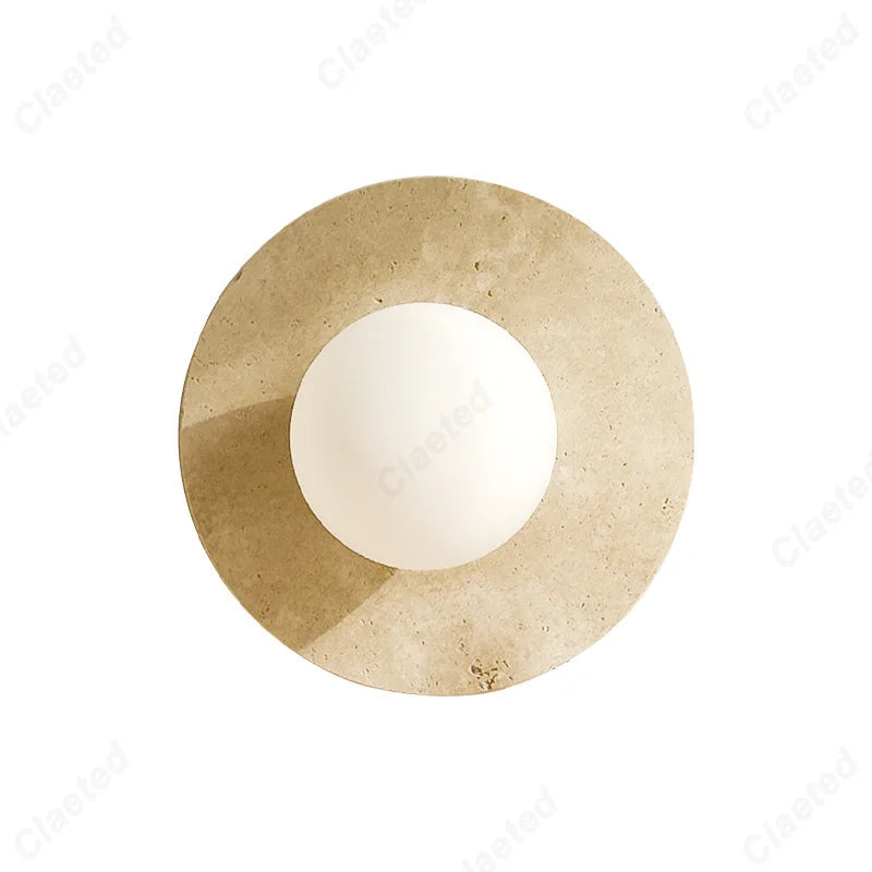 LED yellow cave stone round wall lamp with white globe by Perfecsy on Tampa Home & Garden Store