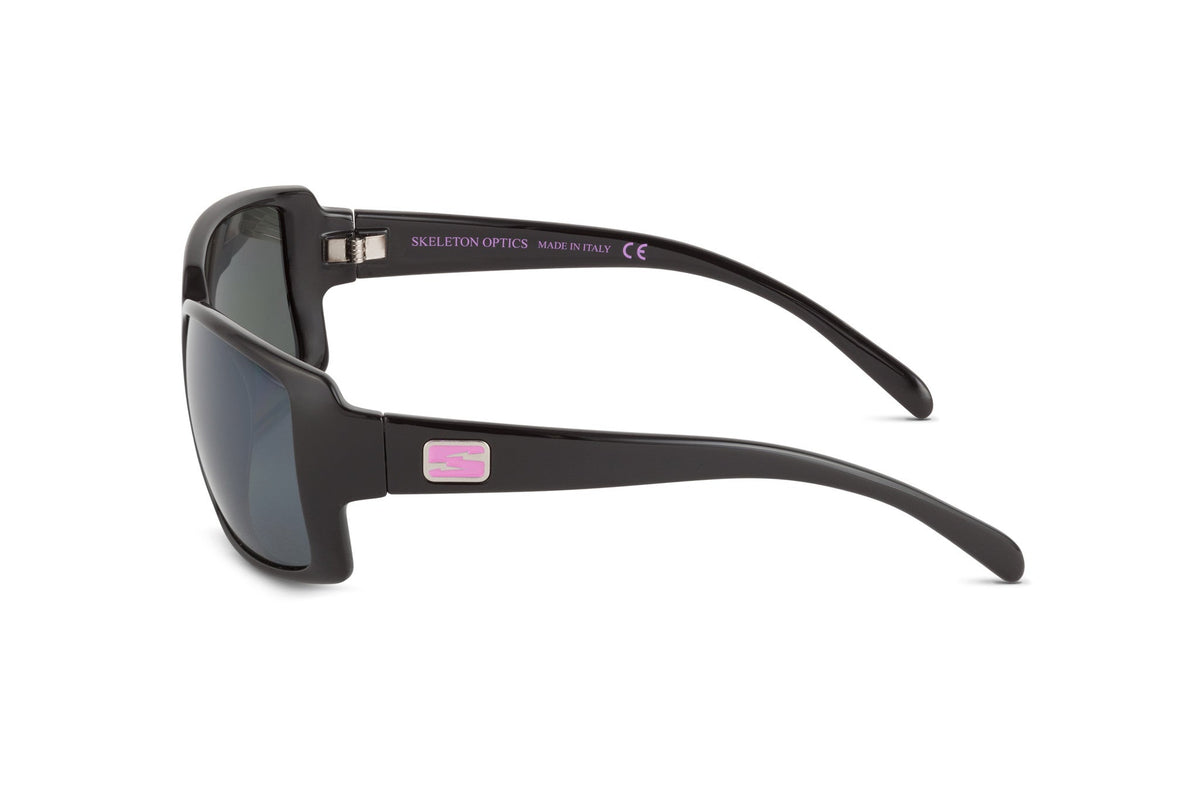 Stampede sunglasses by Skeleton Optics, black frames with pink temple logo, pink edition on Tampa Home & Garden Store