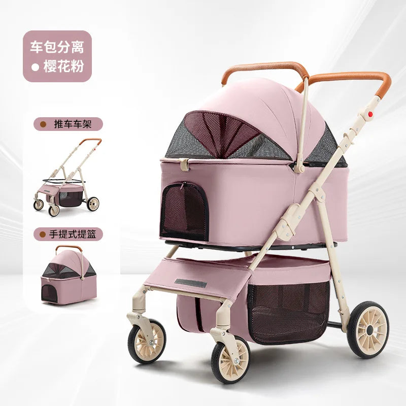 3-in-1 Pet Stroller for Cats & Dogs Pet Zen; stroller with detachable carrier and storage basket on Tampa Home & Garden Store