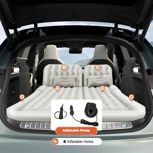 Portable air mattress with pump for SUV back seat by Moktan Sabai; white car bed with pump on Tampa Home & Garden Store