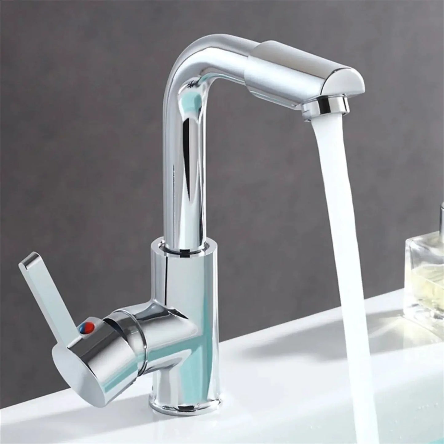 Bathroom Chrome Faucet Moktan Sabai with 360° rotating spout, deck-mount on Tampa Home & Garden Store